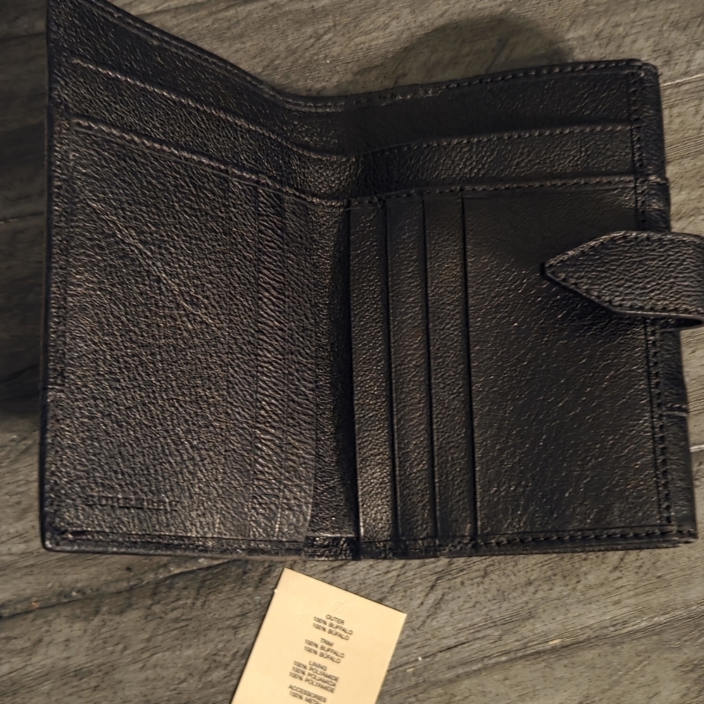 Burberry black buffalo leather Wallet with bronze sheen. New With Box And Tag - Picture 9 of 14
